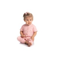pijama bebe menina curto rosa